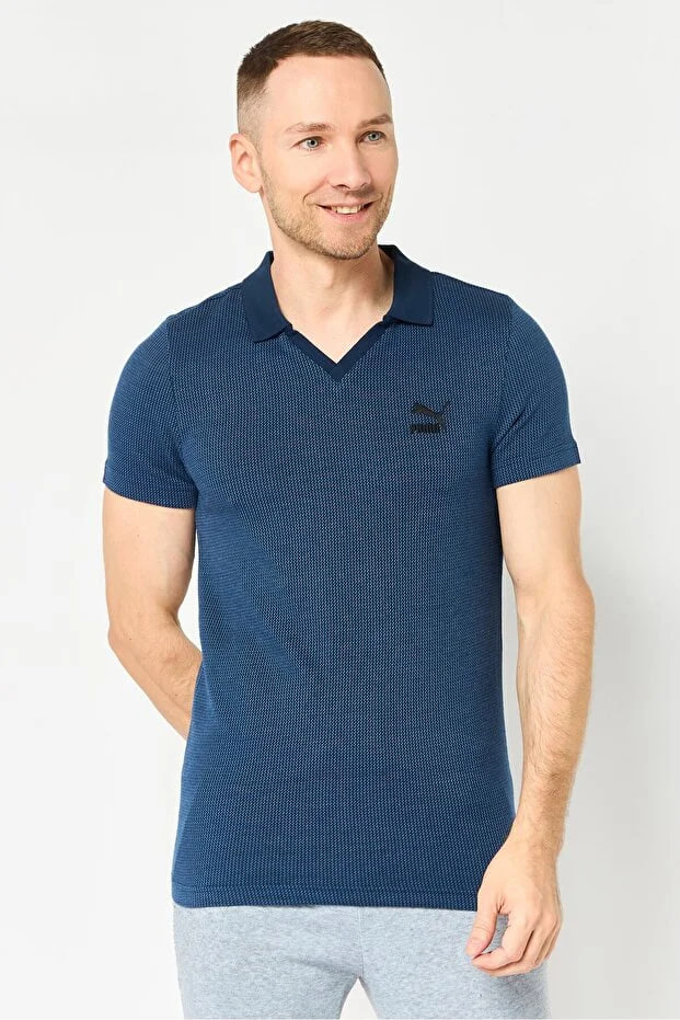 Puma Men Slim Fit Short Sleeve Embroidered Logo Outdoor Polo Shirt, Navy